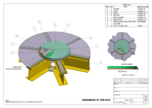 Perfiles, paneles y nodos de un domo geodésico de aluminio